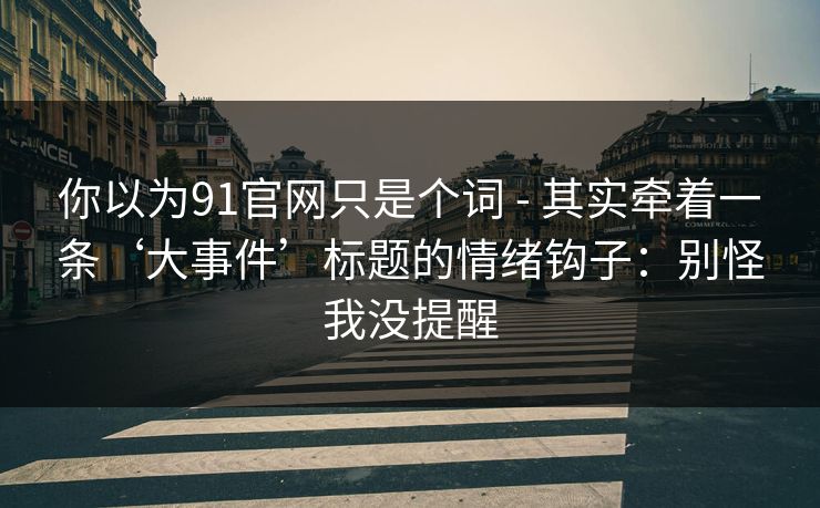 你以为91官网只是个词 - 其实牵着一条‘大事件’标题的情绪钩子:别怪我没提醒 你以为91官网只是个词 - 其实牵着一条‘大事件’标题的情绪钩子:别怪我没提醒